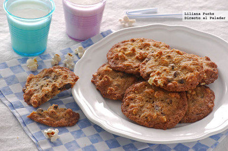 Galletas de palomitas y chocolate. Receta