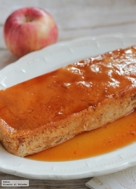 Flan de compota de manzana. Receta de aprovechamiento