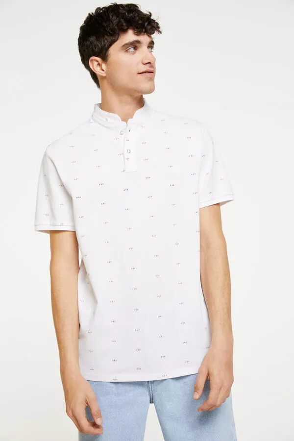 Polo mao slim estampado all over