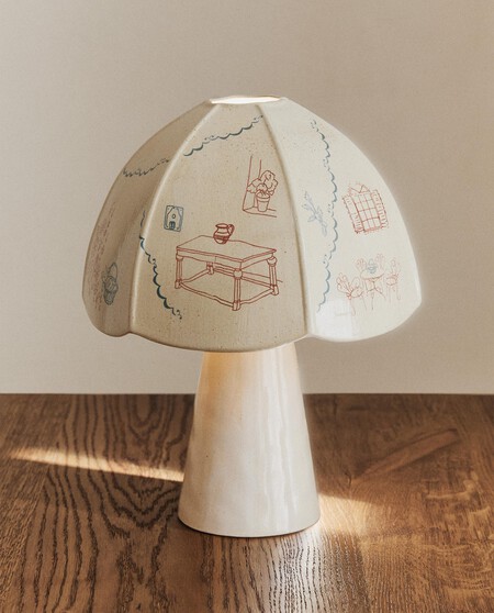 LÁMPARA MESA CERÁMICA MOTIVOS PINTADOS