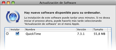 Actualización de software: Quicktime 7.3.1