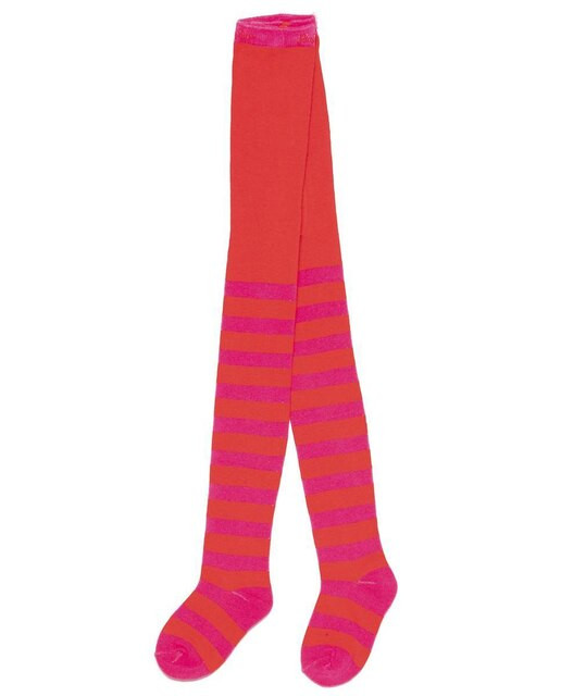 Leotardos de niña de rayas en rojo