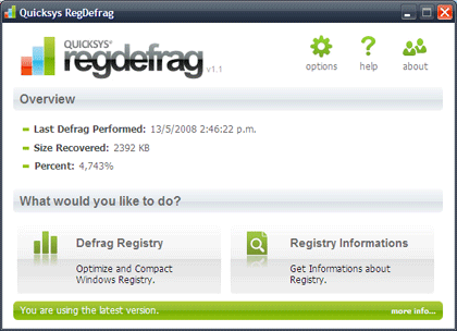 Quicksys RegDefrag, defragmentando el registro en Windows