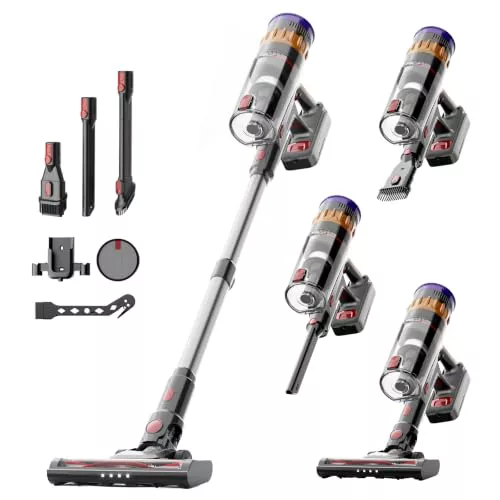 Lefant V1 Aspirador Sin Cable 40 kPa Potente, 3 Velocidades, Filtración de 5 Capas, Pantalla LED Táctil, Cepillo con LED, Tubo Telescópico, Ideal para Toda la Casa
