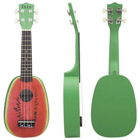 Ukelele con diseño original de sandía en eBay por un precio  de 18,41 euros y gastos de envío gratis.