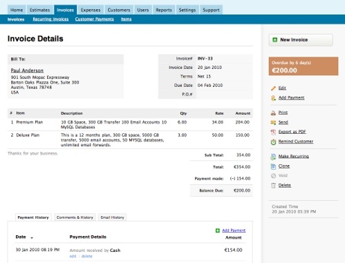 Zoho Invoice