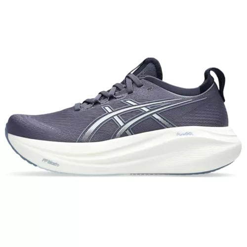 Asics Tenis de Correr Gel-Nimbus 27 para Mujer, Niebla índigo/Gris frío, 40.5 EU