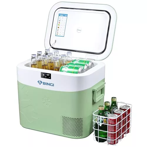 BINGI Nevera Portátil Eléctrica 22L,Nevera y Congelador Compresor Portátil,Refrigerador de Coche 12V/24V,mini frigorífico CA 220v Para Hogar,Conducción,Camping,Viajes,Barco,-18ºC a +15ºC