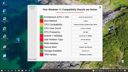 WhyNotWin11 es una app gratis, muy visual y de código abierto que avisa de los requisitos que no cumple tu PC para usar Windows 11
