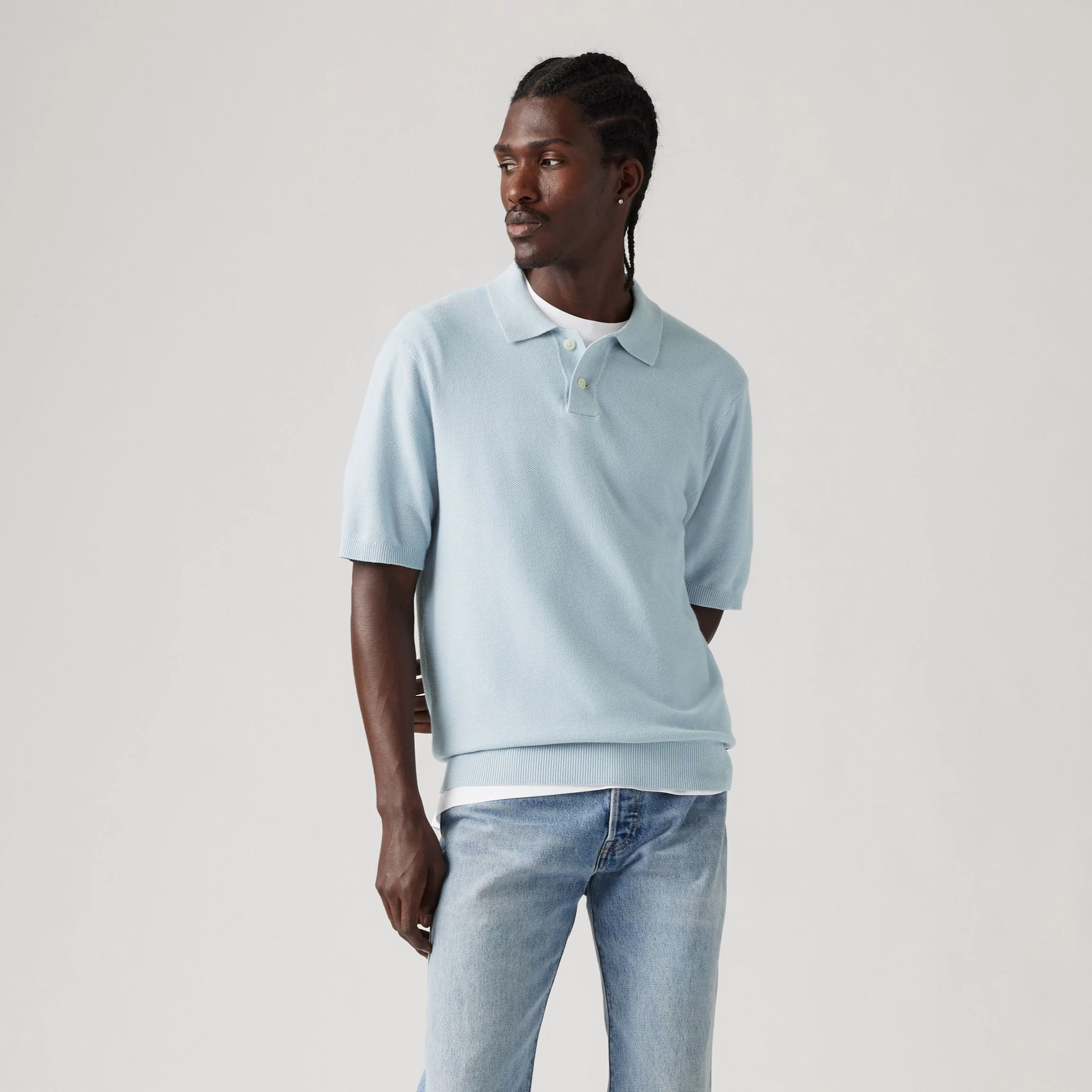 Sweater Cotton Linen Knit Polo