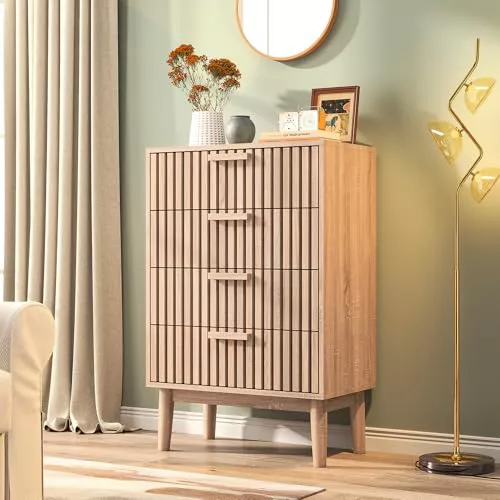 BLSYHDH Cómoda de 4 cajones, mueble de madera para dormitorio con cajones de tela con asas Adecuado para el dormitorio, la sala de estar y la entrada (4 cajones)