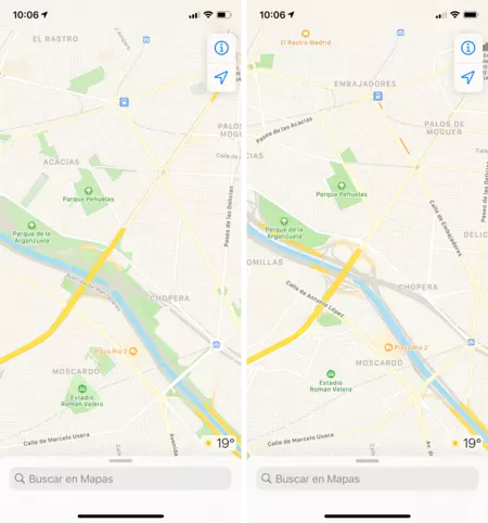 左側が新しい Apple マップ。