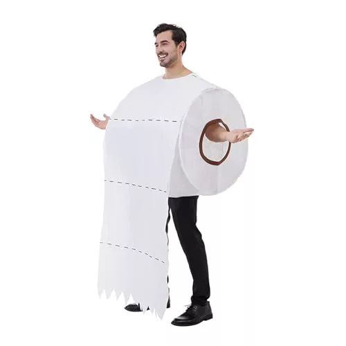 Disfraz de Halloween para pareja, disfraz de papel higiénico, disfraz de parodia, cosplay, papel higiénico, cosplay, maquillaje, baile, actuación en escenario, blanco, Altoa única