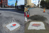 Y después de "Wanksy", llega el arreglo de baches con mosaicos