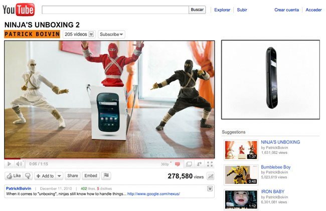 La imagen de la semana: Traviesos ninjas destruyen Youtube por un Nexus S