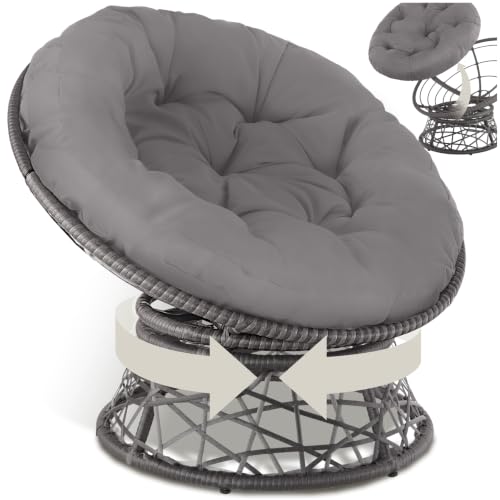tectake® Sillón de Ratán y Acero en Forma de Cuenco