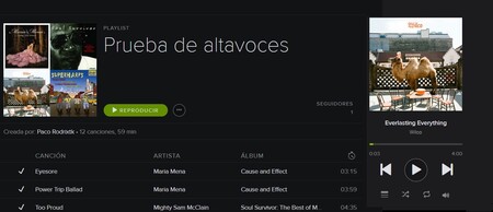Mi lista en Spotify con temas específicos para probar tu equipo de sonido