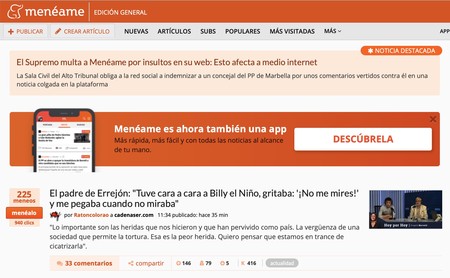 El Tribunal Supremo impone una multa de 1.200 euros a Menéame por insultos entre sus comentarios a un concejal del PP