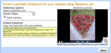 Picasa Slideshows para blogs y otros sitios web