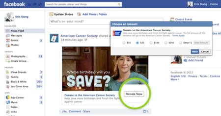Facebook estrena un botón para que dones dinero desde la misma página de noticias
