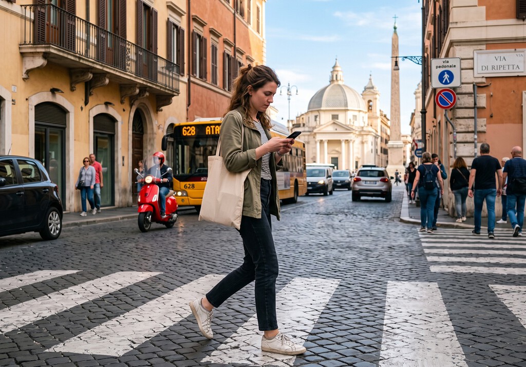 Si cruzas mirando el móvil, prepara 75 euros. Italia propone una ley pionera para peatones distraídos