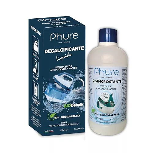 PHURE Bio Decalk - Descalcificador descalcificador concentrado universal para planchas y aspiradoras de vapor, para pequeños electrodomésticos, compatible con todas las marcas, biodegradable, 500 ml