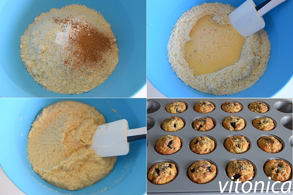 Mini muffins keto con arándanos. Receta saludable fácil y sencilla