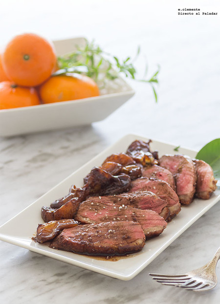 Magret de pato en salsa de mandarinas. Receta