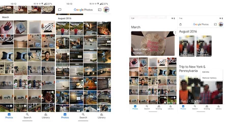 マテリアル デザイン (左) vs マテリアル ユー (右)