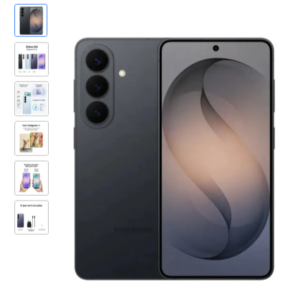 Celular Samsung Galaxy S26 5G, 512GB, 12GB RAM, Galaxy AI, Câmera Tripla de 50+12+10, Tela de 6.3" Preto
