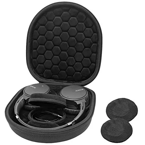 ProCase Estuche de Viaje para Sony Auriculares de Cancelación de Ruido WH-CH520/WH-XB910N/1000XM4/1000XM5/1000XM3 /XB900N CH710NBose 35II 700, Funda Protectora + 2 Cubiertas Antipolvos-Negro