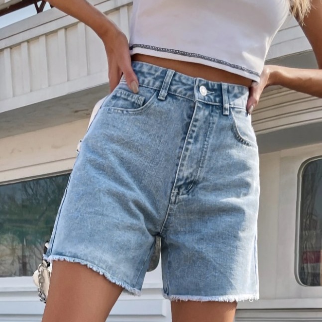 Frenchy Shorts de mezclilla con dobladillo