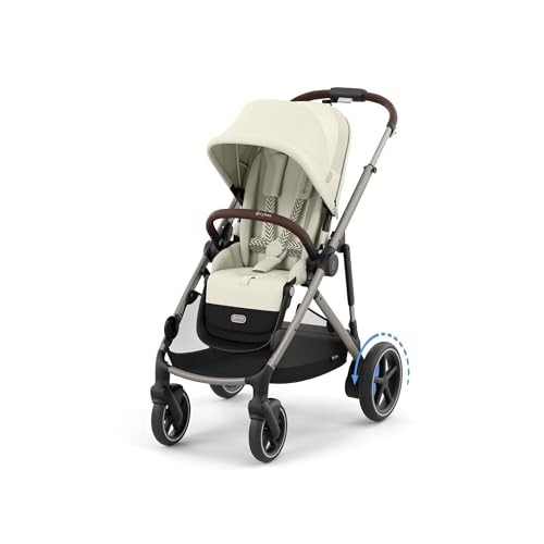 CYBEX e-GAZELLE S golden stroller, max. 22 kg (single mode) / 2x 22 kg (duo mode), all-in-1 system with electric drive and 20+ settings, Seashell Beige