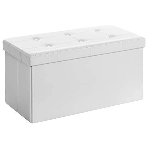 SONGMICS Puff Almacenaje, Baúl Plegable, 76 x 38 x 38 cm, Soporta 300 kg