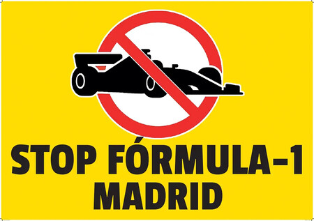 Pancarta Stop Formula 1 Madrid