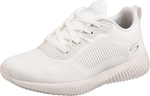 Skechers Bobs Squad Tough Talk, Zapatillas Mujer, White Engineered Knit, 37 EU