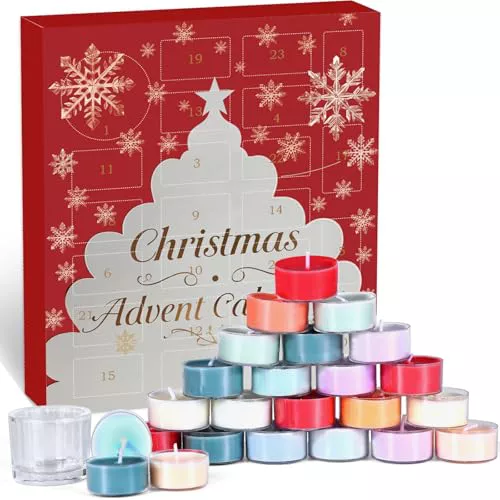 Calendario de Adviento 2025 Velas, Calendario de Adviento, velas perfumadas para mujeres y niñas, calendario de Navidad con 24 velas perfumadas, calendario de Navidad regalo para madre, hermana, hija