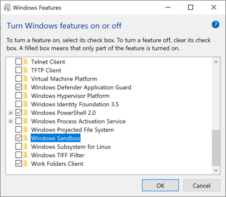 Optional Windows Features Dlg