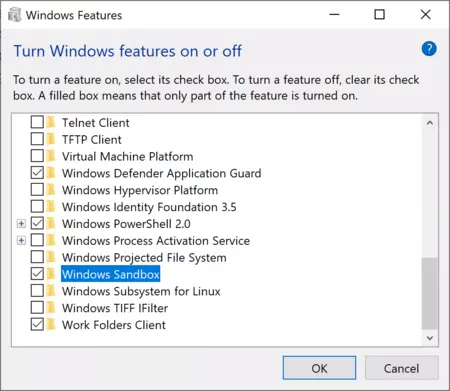 Optional Windows Features Dlg