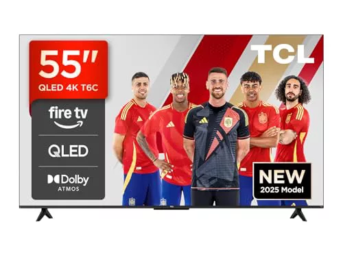 TCL 55T6C 55” QLED 4K HDR TV, Fire TV (Smart TV with Dolby Vision & Atmos, HDR10+, Press & Ask Alexa)