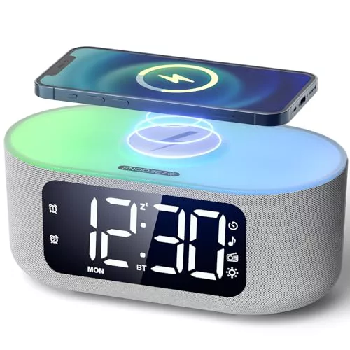 LIORQUE Radio Despertador Digital con Carga Inalámbrica 15W Qi