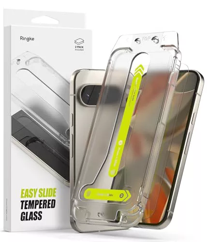 Ringke Easy Slide Tempered Glass Compatible con Protector Pantalla Google Pixel 9 Pro y Pixel 9, Fácil de Instalar, Cristal Templado con Herramienta de Instalacion - 2 Pack