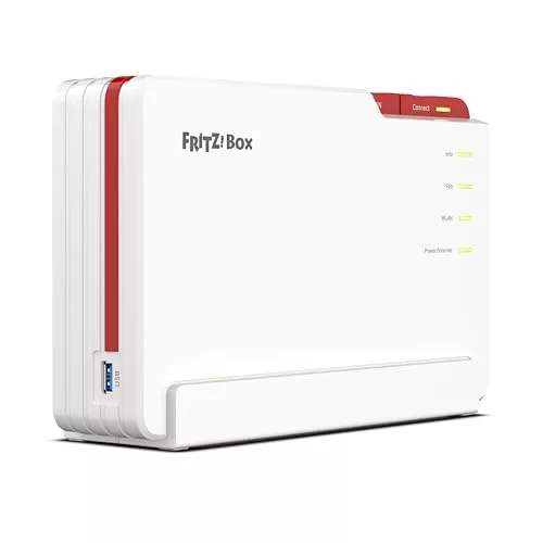 AVM FRITZ!Box 5690 Pro International - Router, WiFi 7, TriBanda con hasta 18,5 Gbps, Mesh, WAN 2,5Gb, 4 x LAN Gigabit, 1 x USB 3.1, Base DECT, Servidor Multimedia, Interfaz en Español