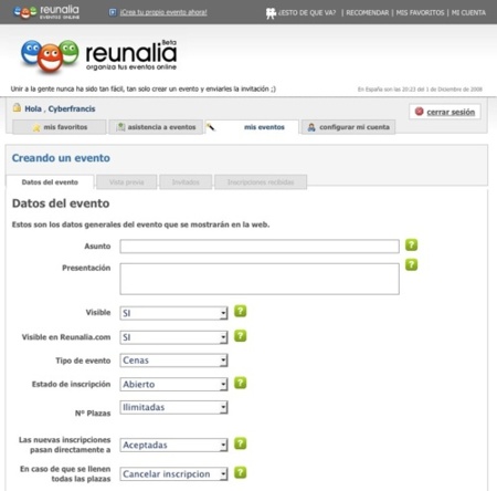 Reunalia, crea y difunde tus eventos, gestionando tus invitados