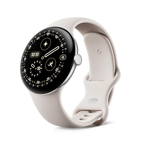 Google Pixel Watch 4 (45 mm) - Smartwatch Android con Seguimiento de la Salud y el Estado físico y Ayuda de Gemini - Caja de Aluminio en Color Plata Pulida - Correa Deportiva en Porcelana - Wi-Fi