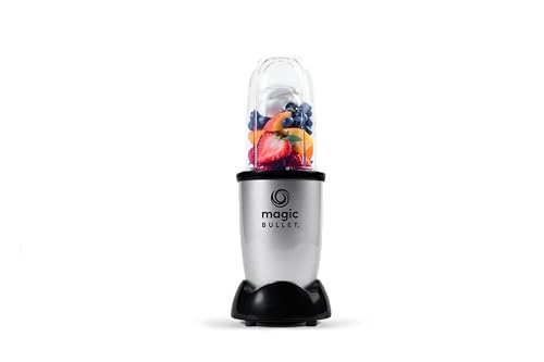 Magic Bullet Mini de nutribullet, Batidora pequeña, máquina para hacer smoothies, 200 W de potencia, Gris, MBR03