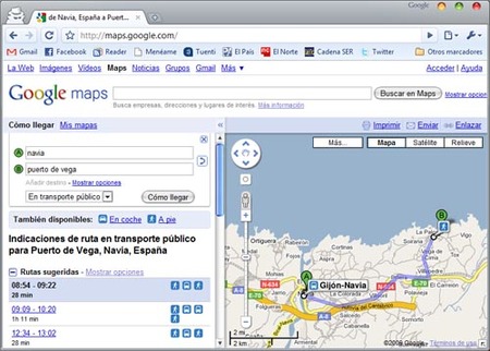 El transporte público de Asturias, en Google Transit