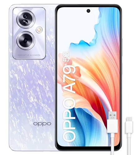 OPPO A79 5G - ロック解除スマートフォン、8GB+256GB、6.7インチLCDスクリーン、50+2+8MPカメラ、Android、5000mAhバッテリー、33W急速充電 - パープル