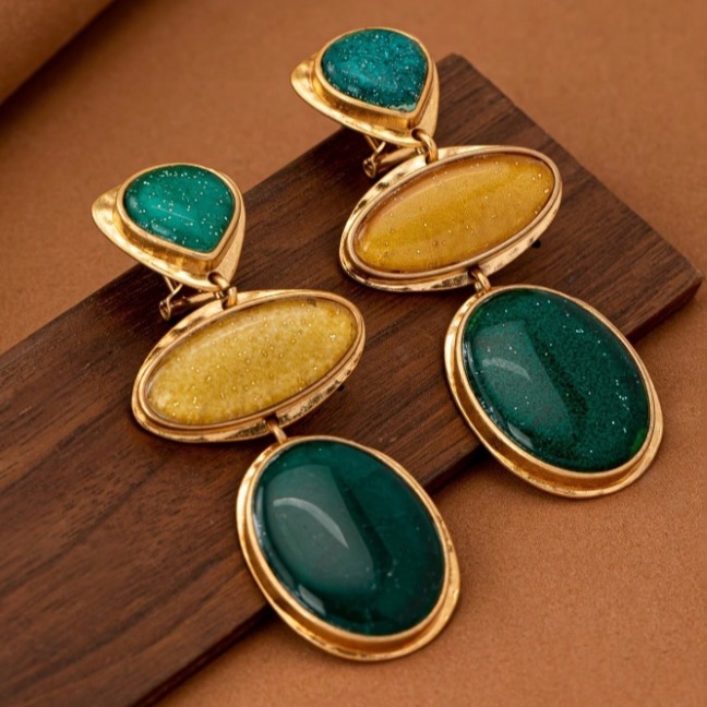 Pendientes colgantes de moda para mujer de color contrastado