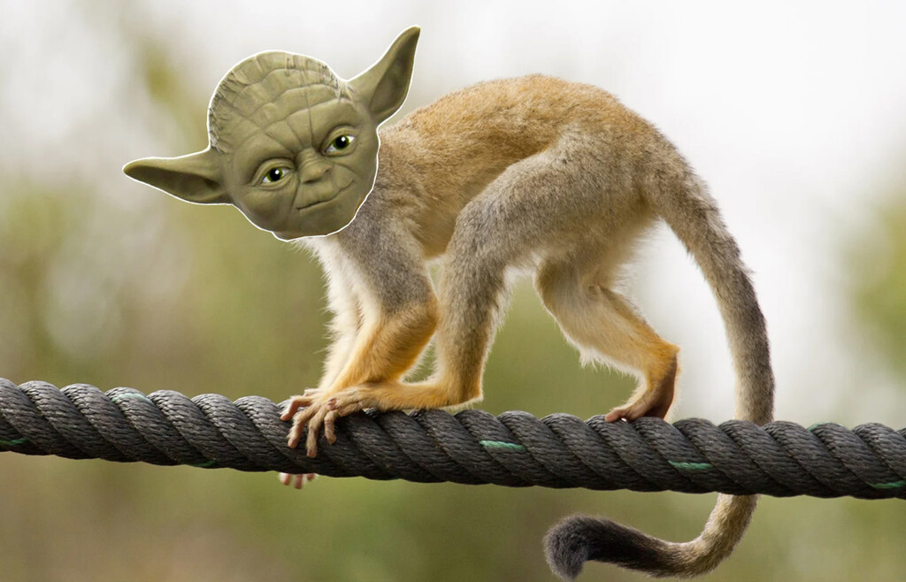 La opción B de George Lucas para crear a Yoda no eran efectos especiales, sino un mono con máscara. ¡Y hay una foto que lo confirma! 